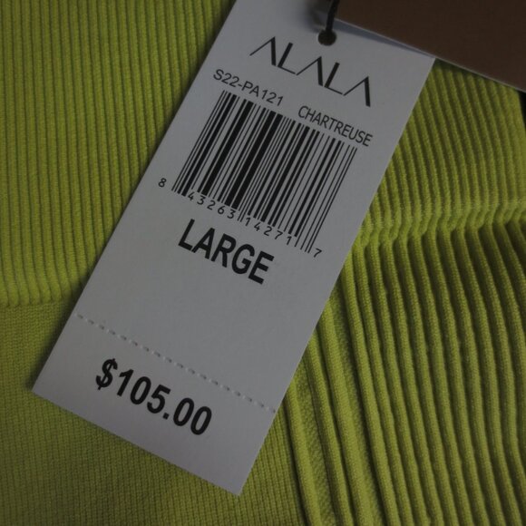 ALALA WOMEN'S CHARTREUSE SEAMLESS TEXTURED LEGGING PANT - LARGE - Picture 3 of 6